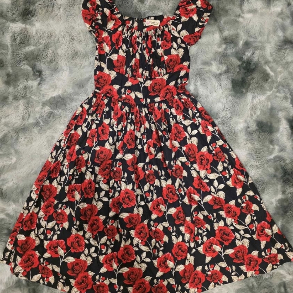Floral Dress with Red Roses